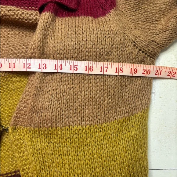 Free People Over Rainbow Striped Long Duster Cardigan Mohair Blend Size Medium - Picture 4 of 8